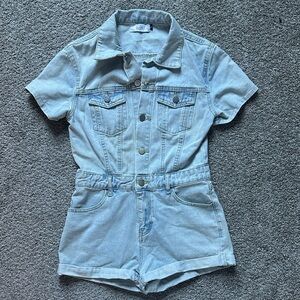Denim Short Sleeve Jumpsuit